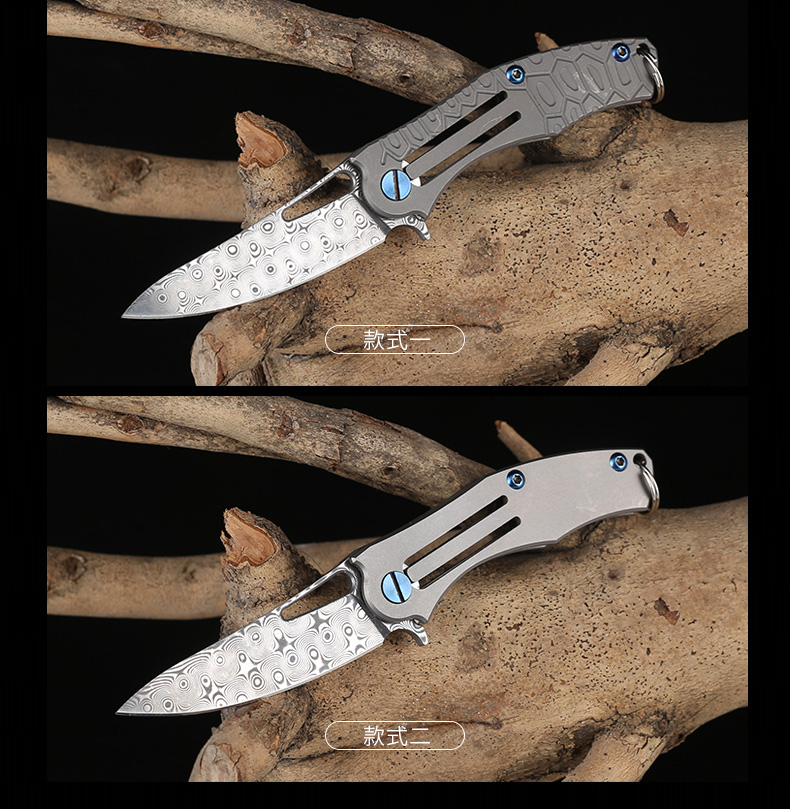 Dao thép ngoài trời Damascus Dao gấp dao tự vệ Dao Saber bỏ túi Dao kéo trái cây Dao Thụy Sĩ Mini Carry dao găm quân đội M9
