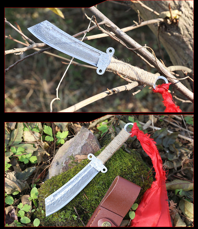 Hoang dã ngoài trời Damascus thép dao Thụy Sĩ công cụ mini sắc bén tự vệ chiến thuật đặc biệt dao thẳng với một thanh kiếm dụng cụ đa năng Leatherman