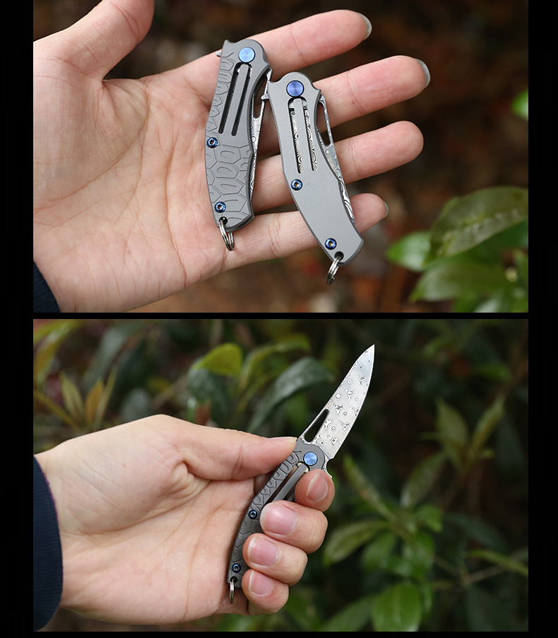 Dao thép ngoài trời Damascus Dao gấp dao tự vệ Dao Saber bỏ túi Dao kéo trái cây Dao Thụy Sĩ Mini Carry dao găm quân đội M9