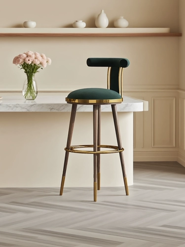 Барный стул из цельного дерева, легкая роскошь и ощущение высокого класса, домашний стул с высокой спинкой, барный стул American Island, высокий табурет для стойки бара