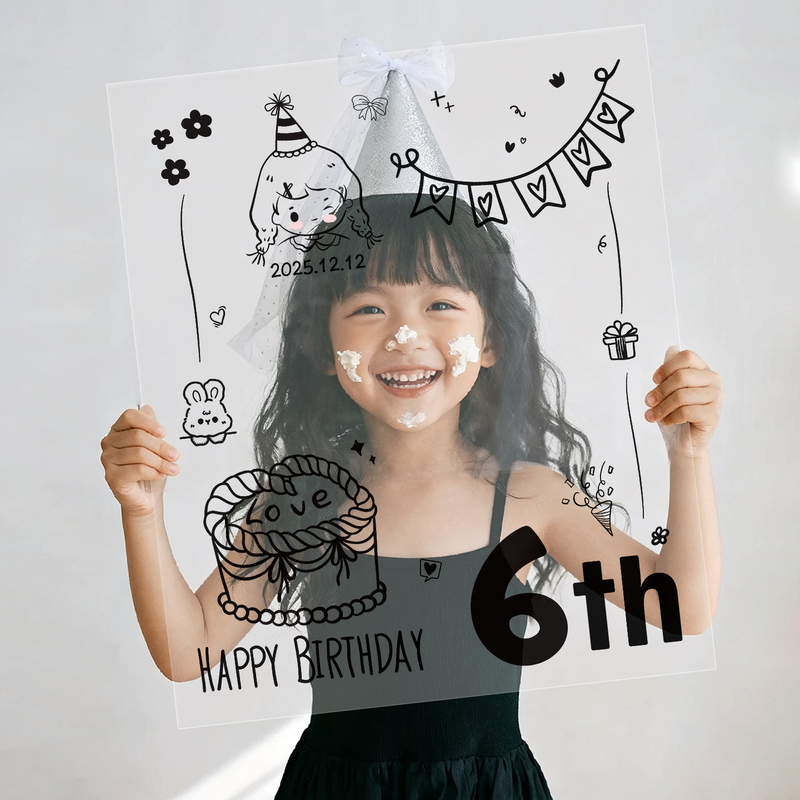 Happy Birthday High-End Ceremony Photo Frame Board Decoration Children's First Birthday Creative Party Atmosphere Arrangement Props Happy Birthday High-End Ceremony Photo Frame Board Decoration Children's First Birthday Creative Party Atmosphere Arrangement Props