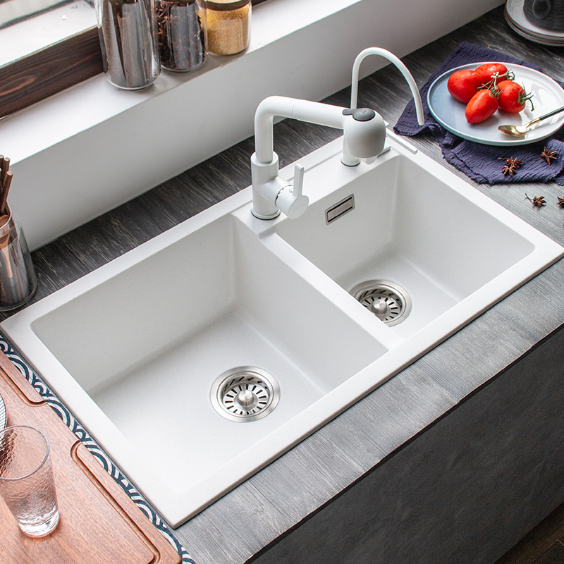 Kerna quartz stone sink washbasin double sink kitchen home washbasin under the counter basin granite pool thickening