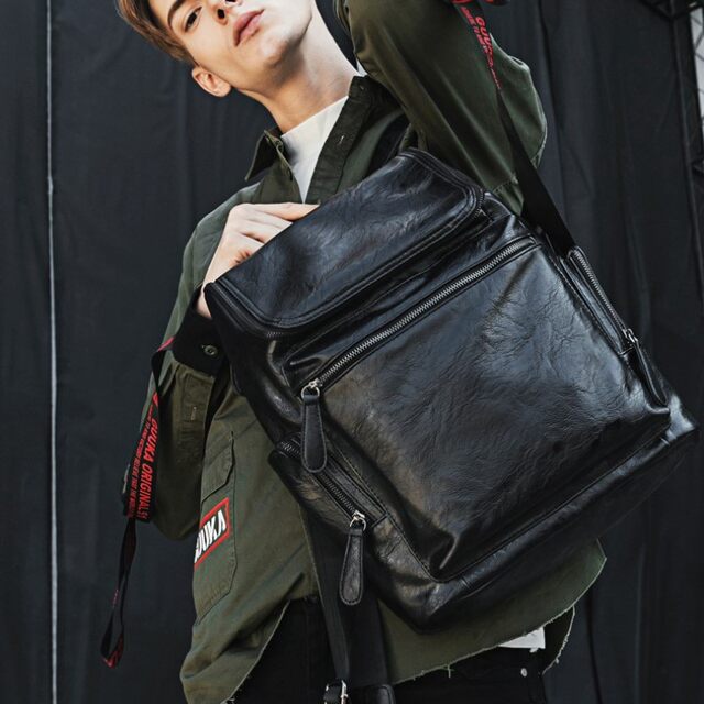 European and American Trendy Brand Men's Bags, Genuine Leather Backpacks, Korean Style Travel Backpacks, College Student Bags, Casual Simple Computer Bags, Trendy