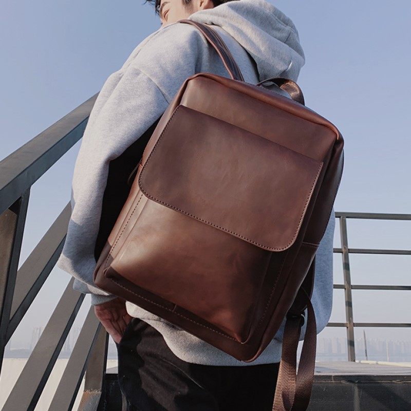 European and American Chaobou Men's Pack 2020 new retro double shoulder bag Leisure youth travel Shoulder Bag Large Capacity Student School Bag