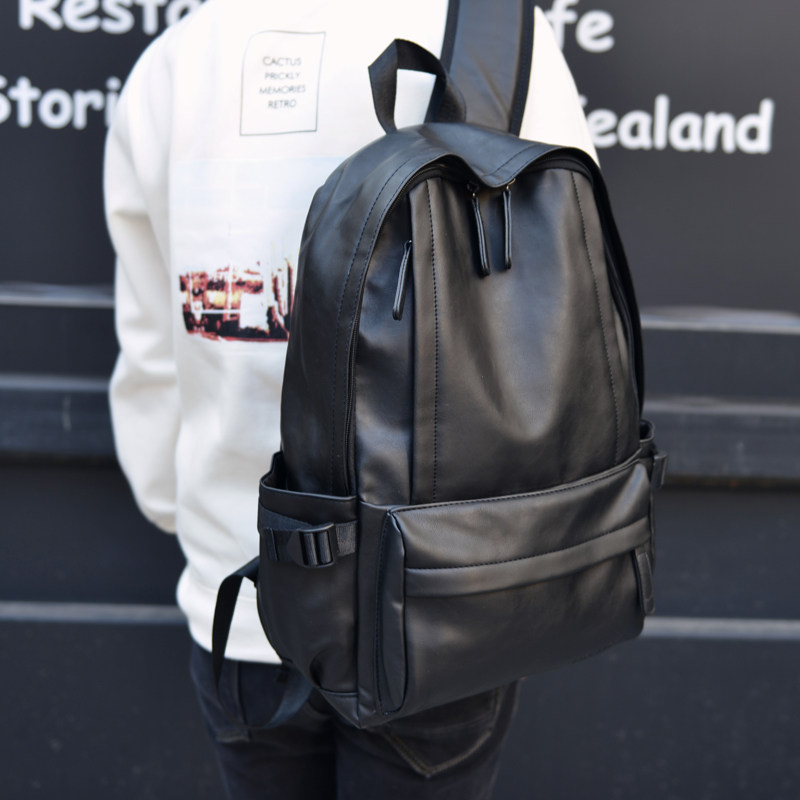 European and American new shoulder bag trendy men's bag leather backpack Korean travel bag fashion student bag female bag computer bag