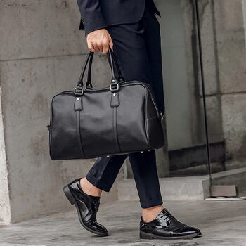 European and American Trendy Brand Men's Bag, Genuine Leather, Simple Casual Handbag, Shoulder Bag, Business Trip, Short-Distance Multi-Functional Travel Bag