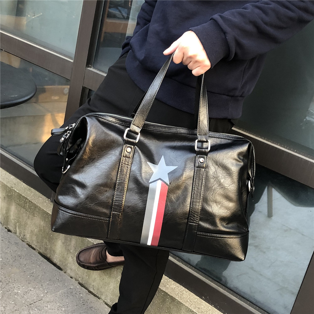 Leather Men's Hand bag Tide Brand Shoulder Bag Short Travel Travel Large Capacity Men's Bag shoulder bag Net Red Travel Bag