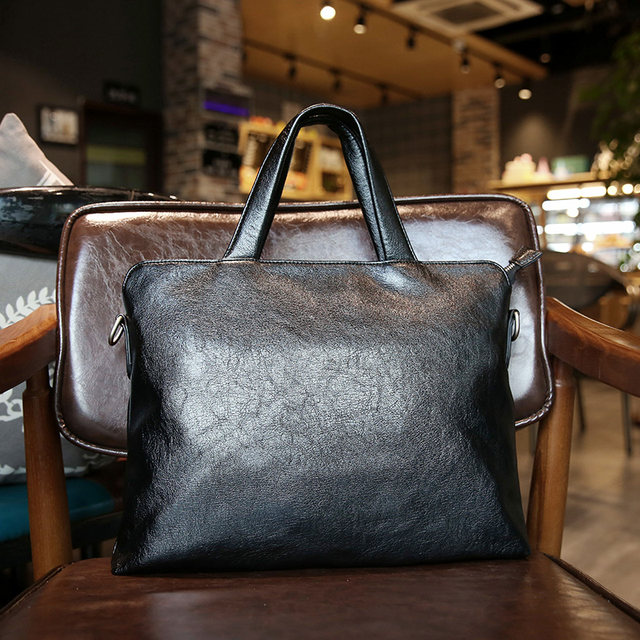 New Men's Genuine Leather Handbag, Horizontal Style, Business Casual Cowhide Shoulder Bag, Korean Trendy Crossbody Personalized Backpack, Men's Bag