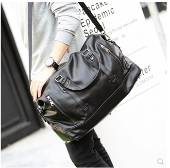 European and American Trendy Brand Genuine Leather Men's Bag, Large Capacity Business Trip Short-Distance Travel Bag, Hand Luggage Bag, Single Shoulder Crossbody Travel Bag