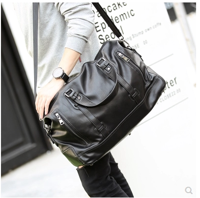 European and American Trendy Brand Genuine Leather Men's Bag, Large Capacity Business Trip Short-Distance Travel Bag, Hand Luggage Bag, Single Shoulder Crossbody Travel Bag