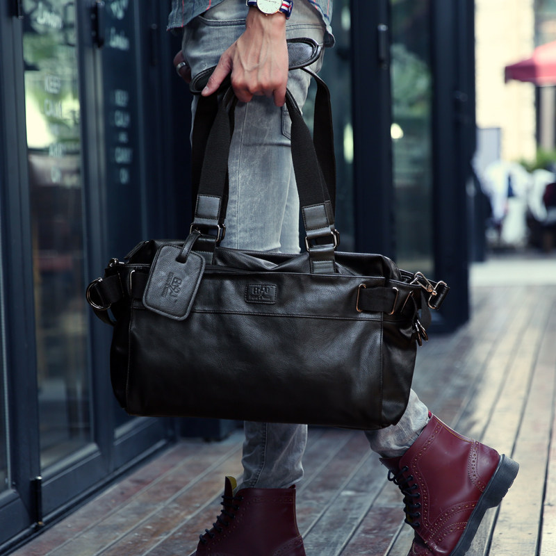 European and American Tide brand shoulder bag men's bag Hand bag Korean leather shoulder bag men's backpack big bag leisure travel bag