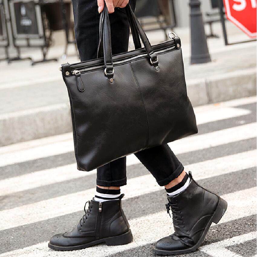 European and American new men's Hand bag British trend leather shoulder shoulder bag fashion business casual briefcase