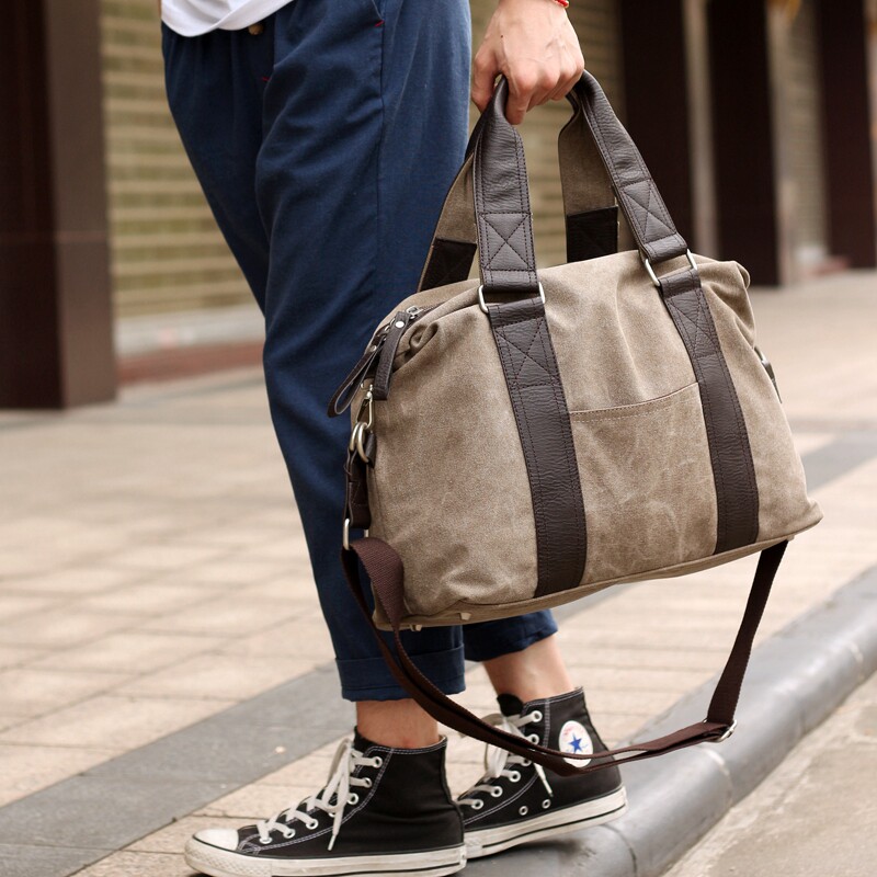 New Inron College Wind Travel Package Male Canvas Outdoor Diagonal Satchel Handbag Korean version Trend Leisure single shoulder bag