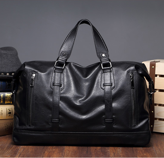 European and American Trendy Brand Genuine Leather Men's Bag, Large Capacity Business Trip Short-Distance Travel Bag, Hand Luggage Bag, Single Shoulder Crossbody Travel Bag