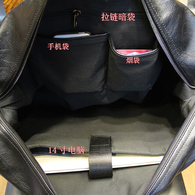 European and American Trendy Brand Genuine Leather Men's Bag, Large Capacity Business Trip Short-Distance Travel Bag, Hand Luggage Bag, Single Shoulder Crossbody Travel Bag