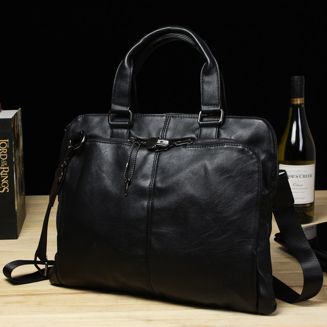 European station new men's genuine leather business handbag Korean style briefcase crossbody bag youth casual shoulder bag men