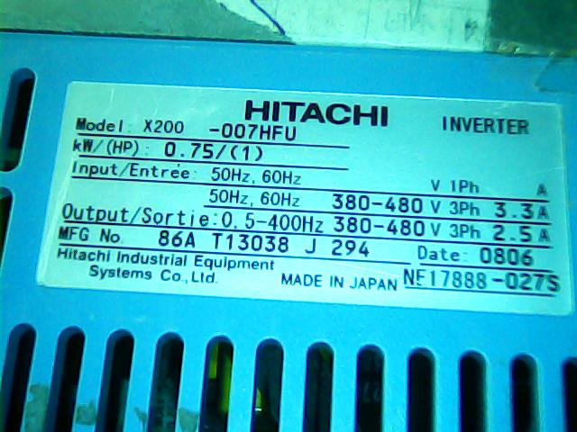 HITACHI Hitachi Inverter X200-007HFU 0 75KW Without Cover