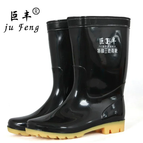 Giày cao gót 2018 Jufeng cộng với cotton cộng với nhung mưa ủng nam nữ đi giày cao gót đế xuồng chống trượt đáy giày keo
