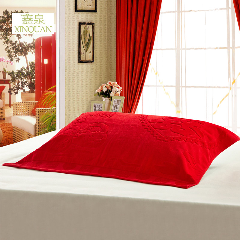 Xinquan two pairs of wedding supplies pillow towel cotton plus thick cut velvet couple pillow head scarf wedding pillow towel