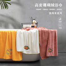 Coral suede bath towels not easy to fall hair ratio pure cotton absorbent large size speed dry home for male and female couples bathing wrap