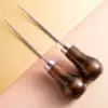 Gourd-shaped solid all-steel awl needle hand drilling shoe repair shoe repair straight cone sewing wooden handle AWL shoe tool