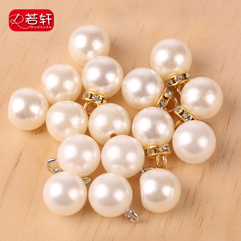 Pearl round buttons Small buttons Accessories Wild shirt women's dress clothes White glossy mushroom buckle decoration