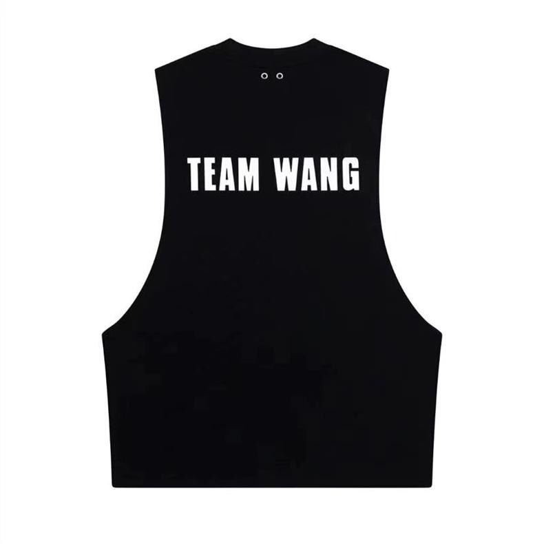 In-Stock Jackson Wang (Jackson Wang) Same Style Trendy Brand Team Wang Letter Sleeveless Sports Casual Pure Cotton Vest for Men and Women, Loose Fit