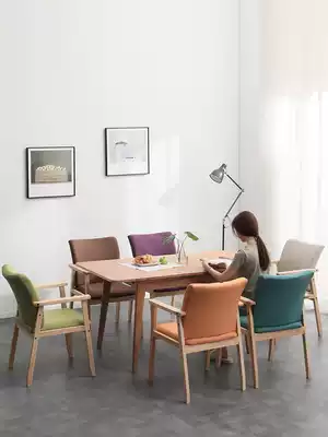 Nordic solid wood chair dining chair back chair home modern minimalist table log back stool casual dining room