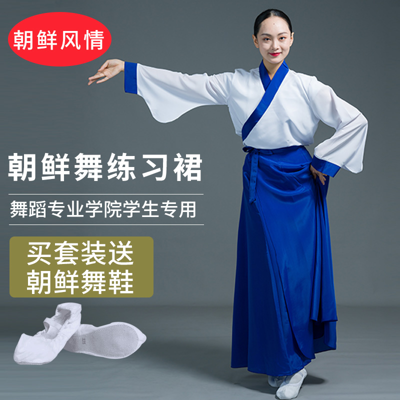 North Korean dress North Korean dance drum skirt dance practice dress Long practice large hem skirt half-body long skirt-Taobao