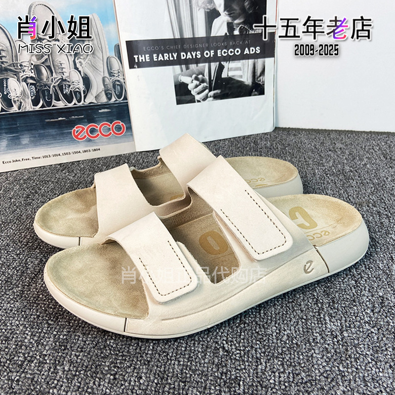 Ecco Women's Sandals 2025 Spring/Summer Velcro Comfortable and Stylish Outdoor Slippers 206823 in Stock