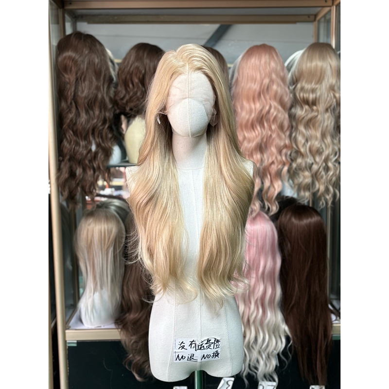 Large Lace Hand-Crocheted Wig for Women, Lace Front, Invisible, Natural and Realistic, Platinum Big Waves, Imported Silk, Full Headpiece Style Large Lace Hand-Crocheted Wig for Women, Lace Front, Invisible, Natural and Realistic, Platinum Big Waves, Imported Silk, Full Headpiece Style