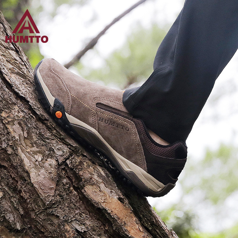 Humvee Autumn Winter Hiking Shoes Men Sports Casual Shoes Genuine Leather Non-slip Dads Shoes Plus Suede Outdoor Shoes Climbing Men's Shoes