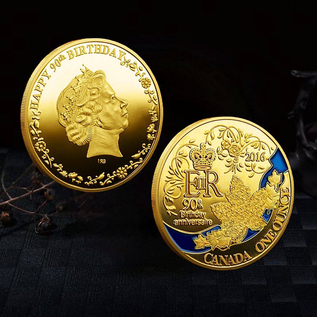 现货2枚英国女王皇冠90周年纪念币+加拿大枫叶生日寿币，收藏爱好者必入！-纪念章定制-淘宝好物网