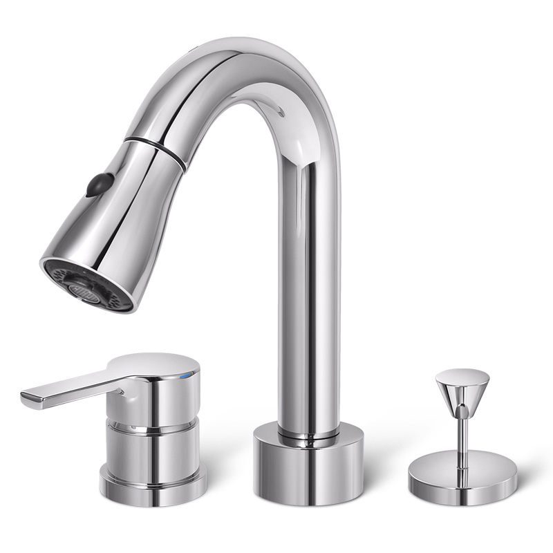 Morn make-up room pull-out washbasin wash-head bathroom double take the three-hole table basin surface basin hot and cold tap 89121