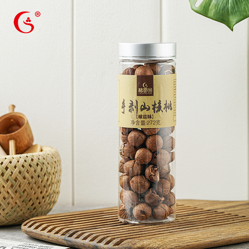 2022 New Arrivals Mellow Garden Private House Hickory Nut Hangzhou Specialty Hand Peeled Hickory Pepper Salt Flavor Bottle 272g