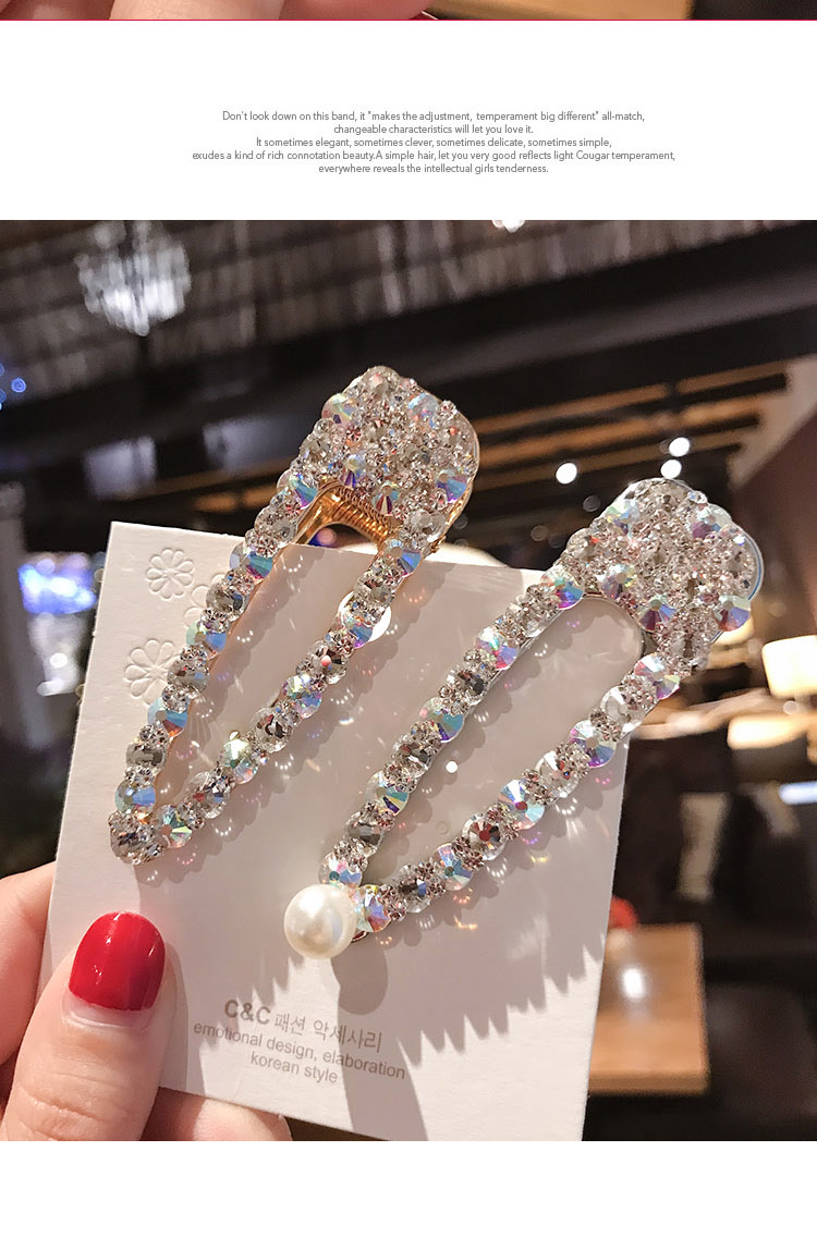 Netb kim cương đỏ mỏ vịt clip ngọc trai kẹp tóc nữ Hàn Quốc kẹp tóc clip clip clip clip clip cô gái - Phụ kiện tóc băng đô tai mèo