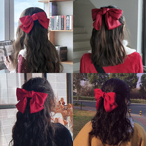  Red big bow hairpin female back head hair accessories black hair rope net red super fairy hairpin headdress clip hair ring