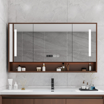 Lumière Extravagant Oak Wood Baking Varnish Salle de bains séparée Smart Mirror Cabinet Toilet Hanging Wall Type Solid Wood Washbasin Locker Personnalisé