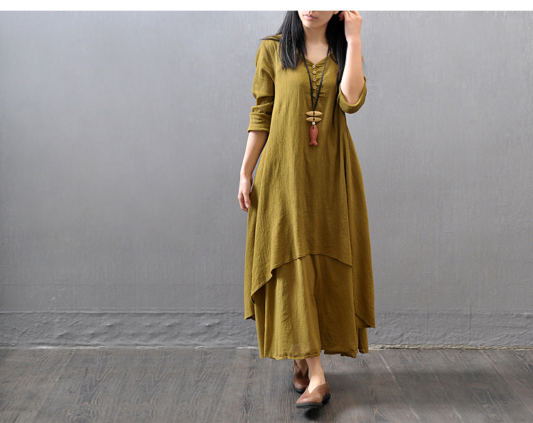 Women's A-line Skirt Simple Style V Neck Patchwork Long Sleeve Solid Color Maxi Long Dress Daily display picture 2