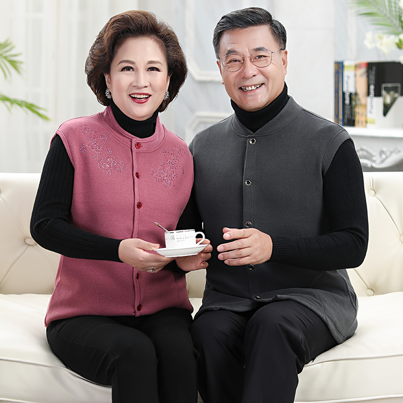 Elderly thermal vest female plus suede thickened cardiovert waistcoat Old-aged elderly fever clothes men's single blouse