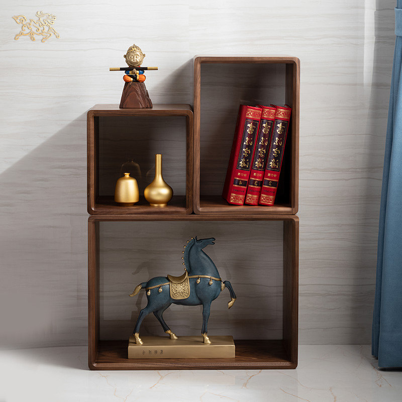 American black walnut solid wood free combination cabinet multi-functional home living room TV background wall storage grid cabinet