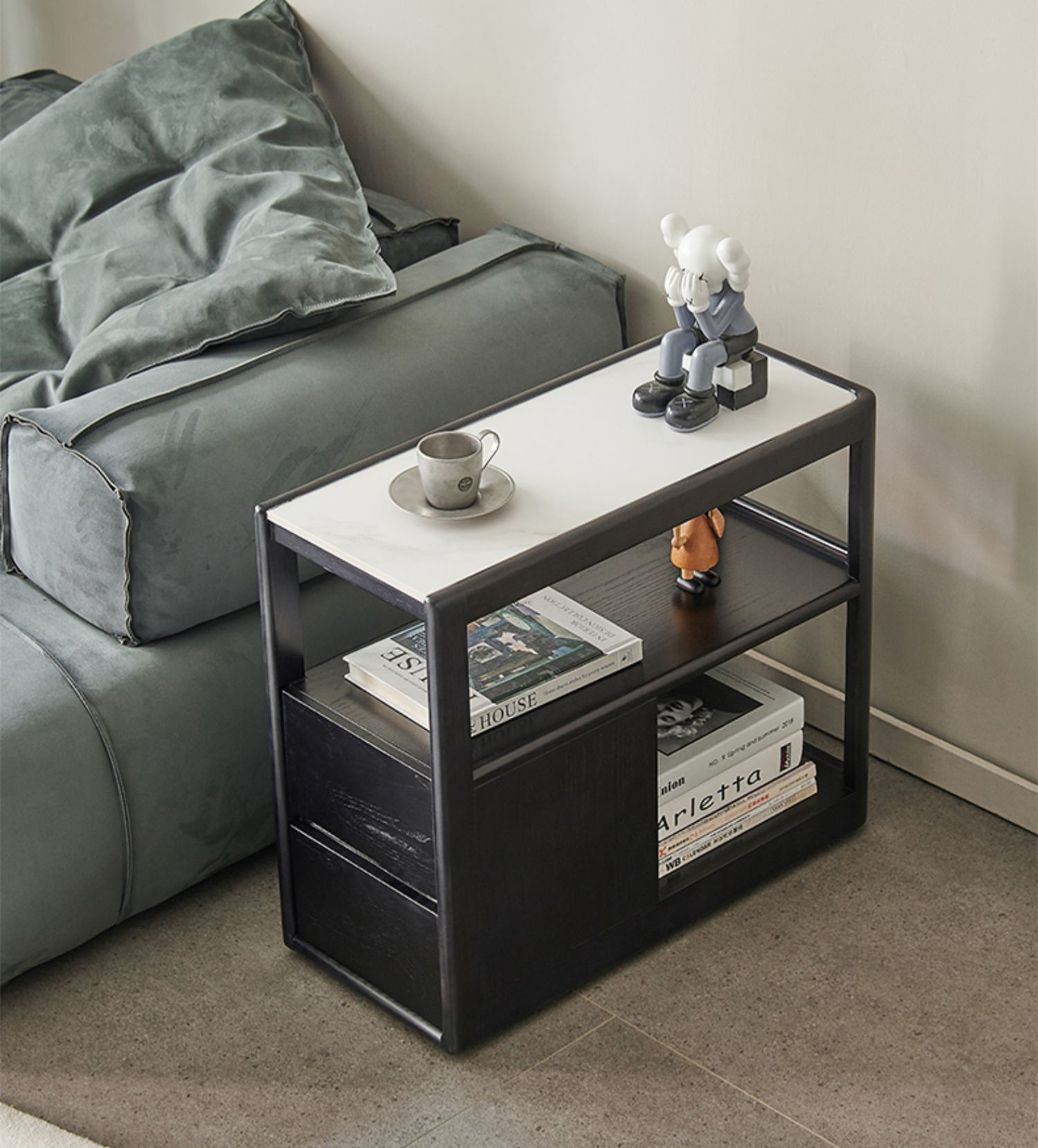 Nordic solid wood side table tea table removable side cabinet next to the sofa side boiling water rock board small locker is very narrow