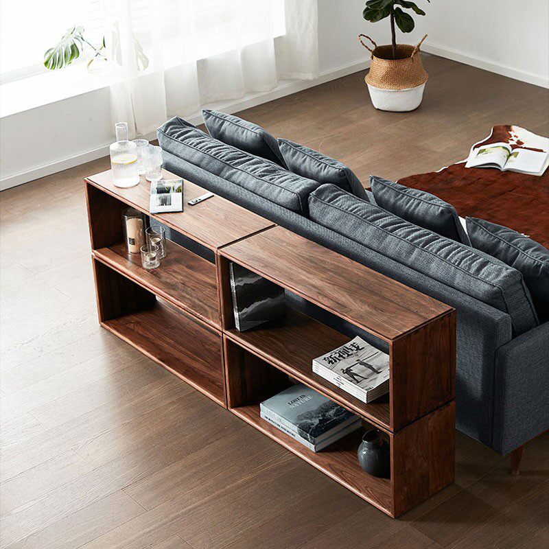 Black walnut solid wood landing bookshelf combined cabinet simple bookcase Short cabinet Tea Show Cabinet narrow shelf