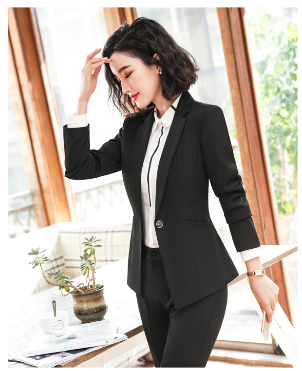 Quần yếm khách sạn mùa thu và mùa đông mặc đồng phục quản lý quầy lễ tân dài tay - Bộ đồ trang phục mùa đông cho nữ
