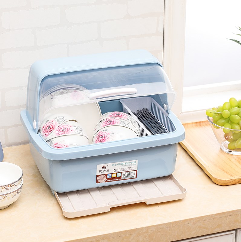 Place cupboard, plastic household kitchen drain bowl rack, tableware, chopsticks, dish rack, storage box, with lid, box with lid