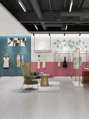 The new high-end clothing store special display rack floor-standing Nordic Nano Gold simple clothes shelves