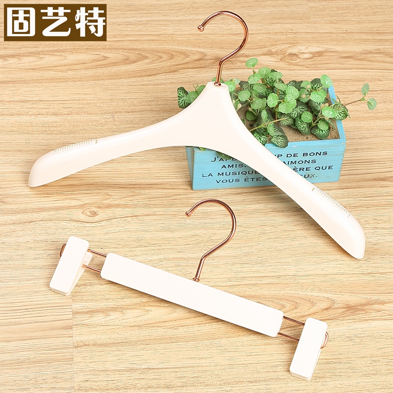 Solid Art Clothing Shop Plastic Hanging Clothes Hanger Clothes Rack Pant Trousers Rack Pants Clips Black white selling clothes
