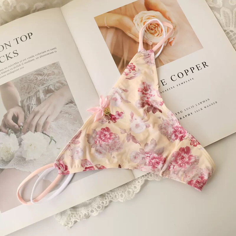 Milk Ice Silk Japanese Style Sexy Tight-Fitting Seamless Cotton Crotch Low-Waist Hot T-Back Panties for Women [Thong]