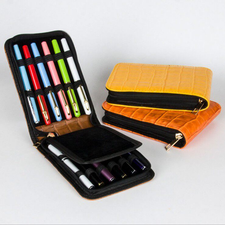 PU material Students pencil bag 12 Crocodile Grain Pen bag Laced Stationery Cashier Bag Business Pen Bag