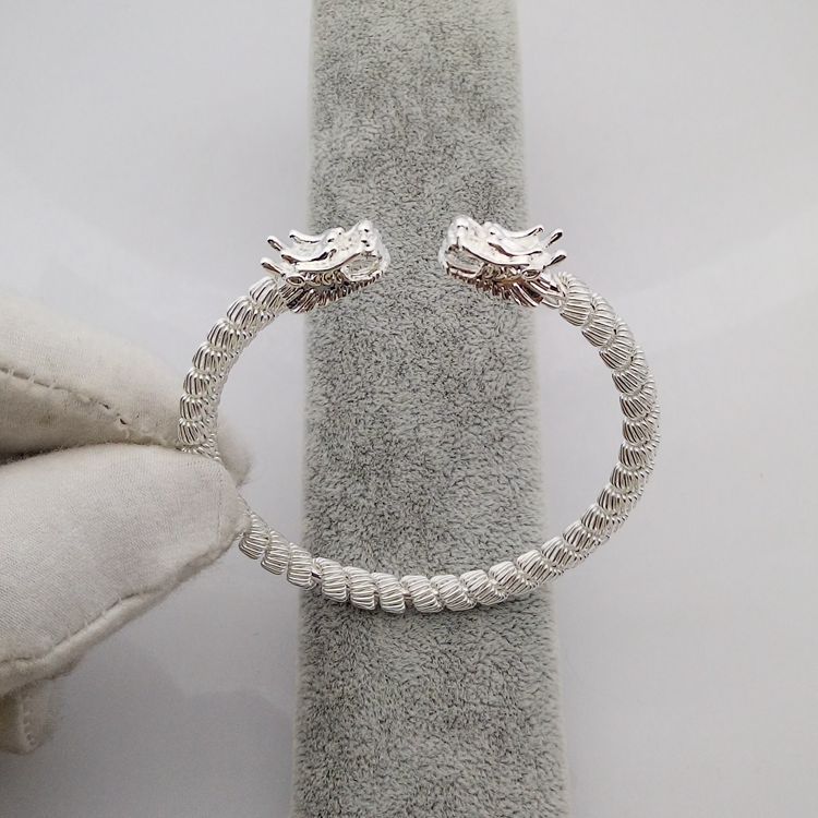 S259 sterling bạc đôi vòi vòng tay nam retro độc đoán vòng đeo tay thô Hàn Quốc cá tính thời trang thủy triều nam trang sức - Vòng đeo tay Cuff vòng tay nam